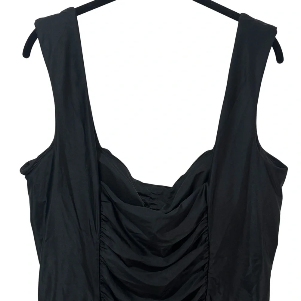 NEW J. Crew Black Ruched Square Neck One Piece Swimsuit‎ Resort Beach Size 22
